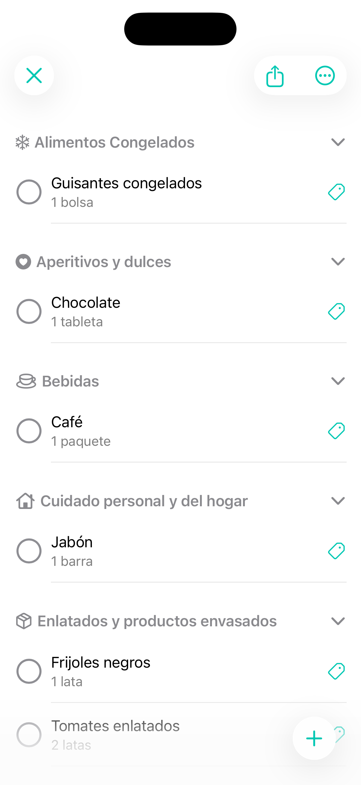 Lista de compras de Vitalmint