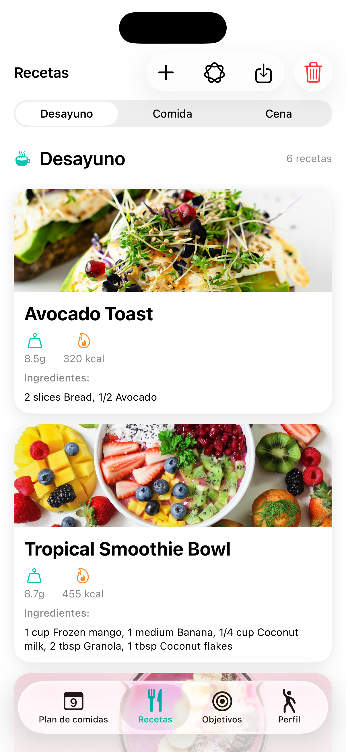 Biblioteca de recetas de Vitalmint