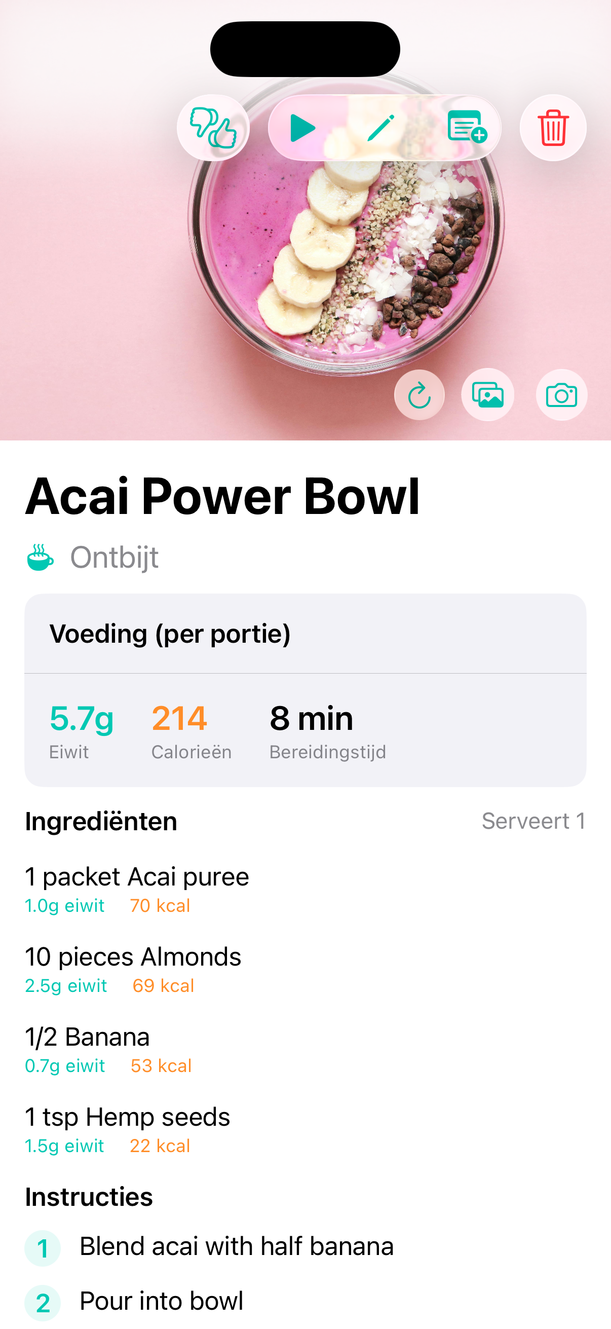 Vitalmint recept detailweergave